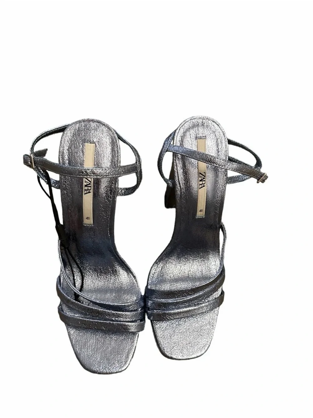 ZARA BLUE METALLIC STRAPPY PLATFORM SANDALS 3343/810 NWT SIZE 10 US 41 EUR